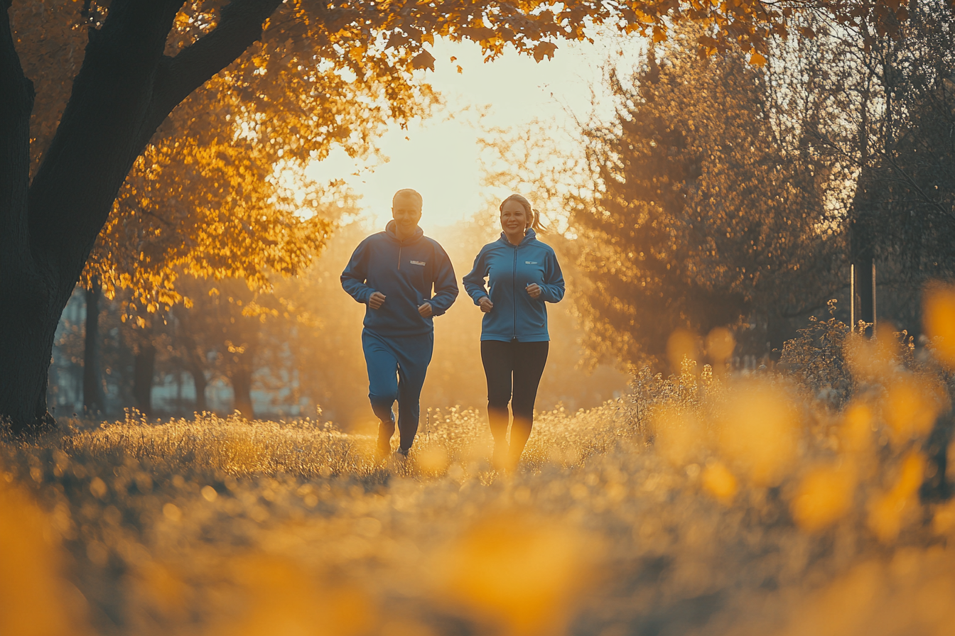 Активні люди старшого віку займаються фітнесом на природі